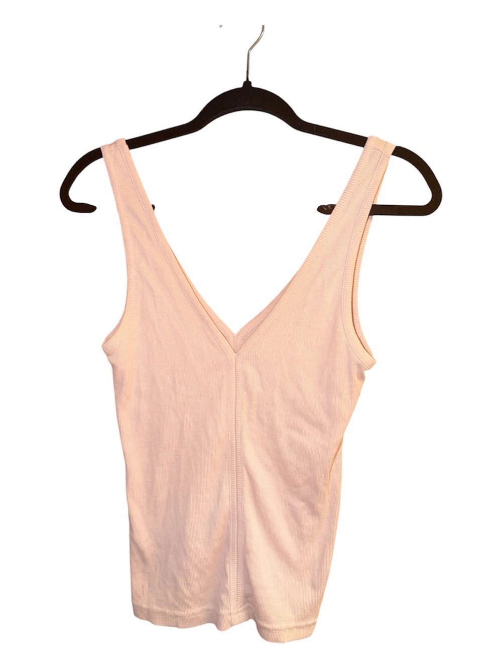 RVCA Sleeveless V-Neck Ribbed Tank Top - Light Pink